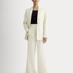The Draper Pleated Pant in Buttersmooth | Heathered Oat | 32 Inseam