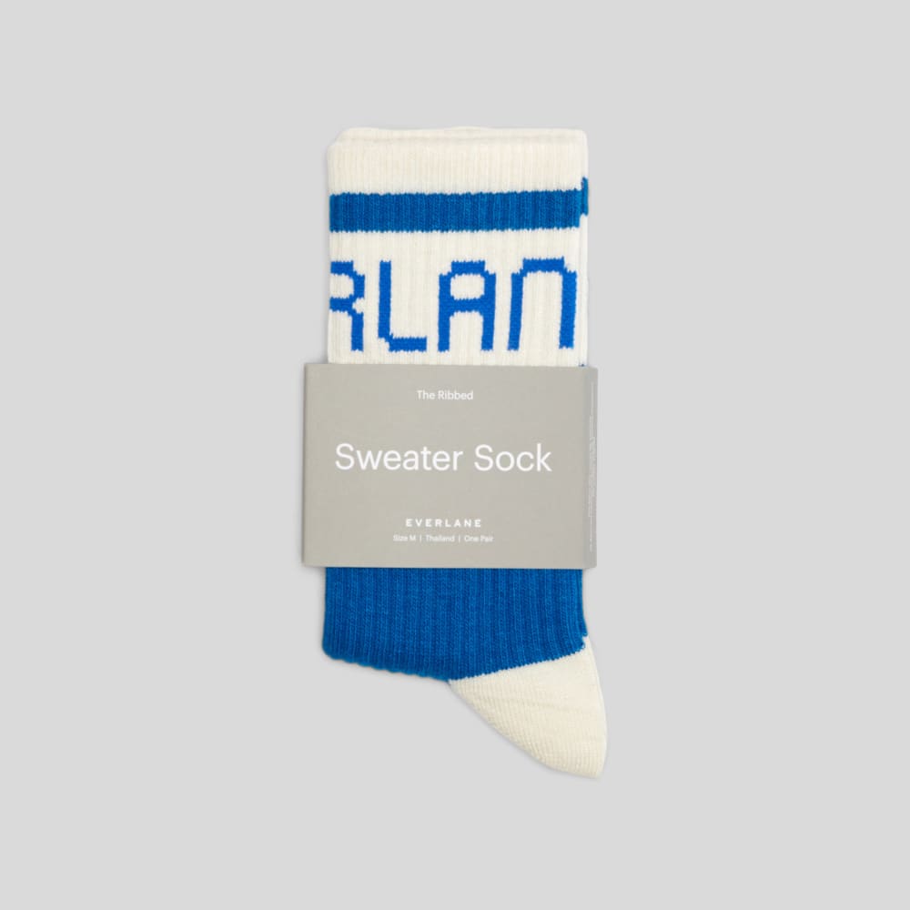 The Ribbed Sweater Sock | Lapis Blue / Canvas Tan - Image 2