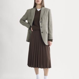 Pleated Crepe Midi Skirt | Dark Chocolate