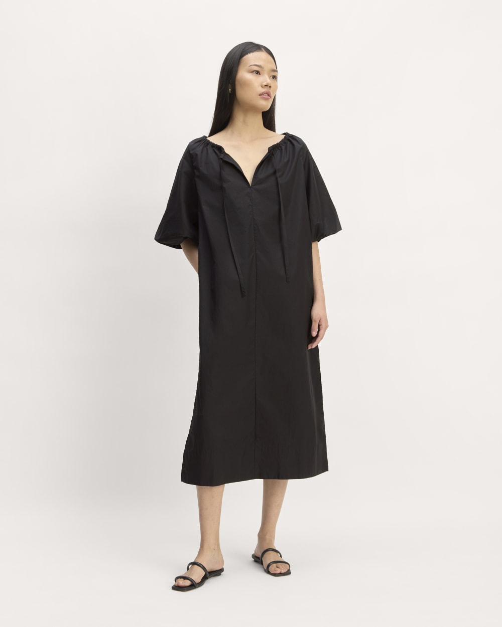 The Supima? Puff-Sleeve Dress | Black