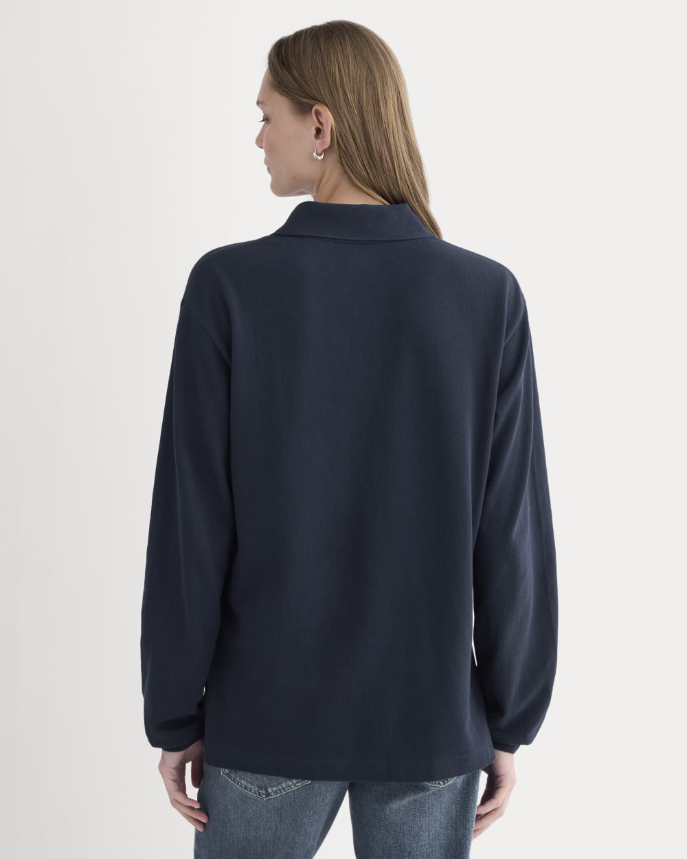 Oversized Pique Polo | Deep Navy - Image 5