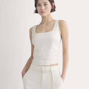 Square Tank in Stretch Linen | Birch