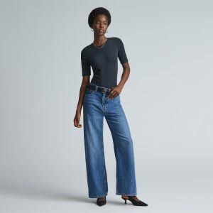 The Short-Sleeve Crew Neck Bodysuit | Black | Bikini