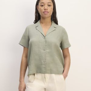 The Notch Shirt in Linen | Sage Green