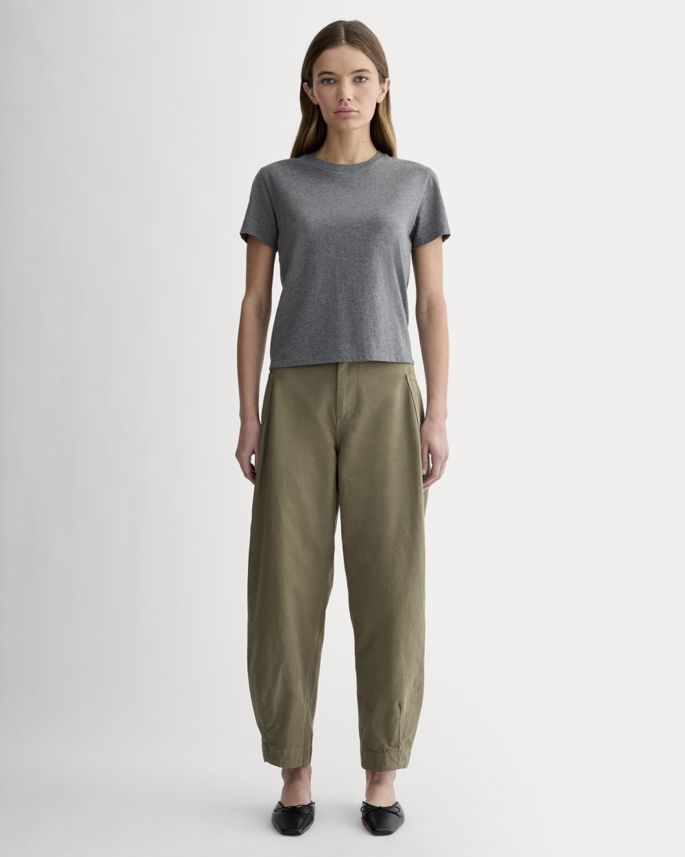 The Box-Cut Tee in Essential Cotton | Heathered Charcoal | No Pocket - Image 3