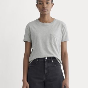 The Box-Cut Tee in Essential Cotton |  Heathered Grey | Pocket