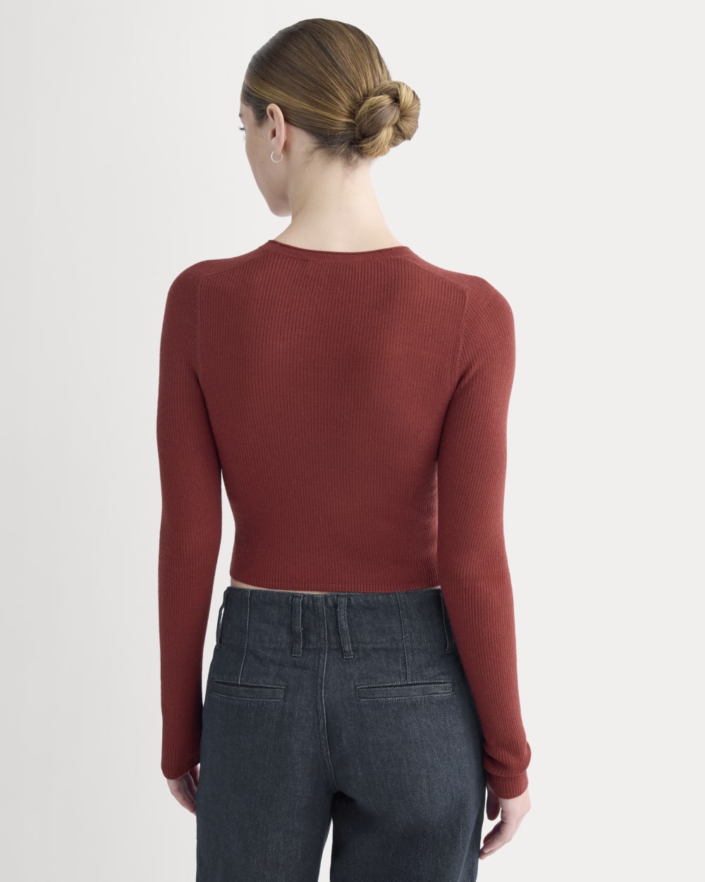 The Cropped Crew Top in Ultrafine Merino | Merlot - Image 5
