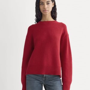 The Cotton Honeycomb Square Crew | Berry Red