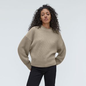 The Texture Cotton Crew | Trench Coat Khaki
