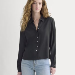 Shrunken Top in Washable Silk | Black