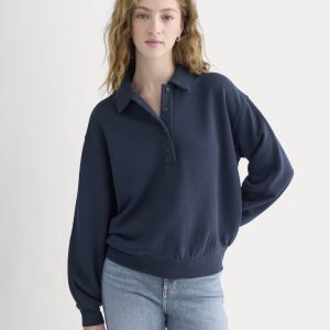 Lightweight Terry Polo Sweatshirt | Navy