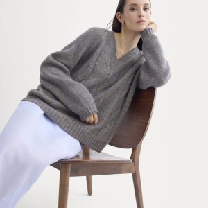 Cloud Cable V-Neck Sweater | Blue Multi Twist