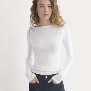 Tissue Boatneck Top | Bone